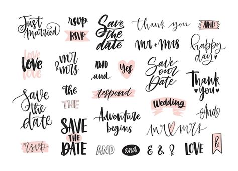 Premium Vector | Set of creative wedding lettering or inscriptions ...