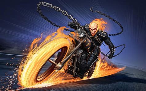 HD wallpaper: fire, skull, chain, motorcycle, sake, Ghost Rider, bike ...