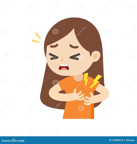 Woman Having a Heart Attack with Chest Pain Cartoon, Vector ...