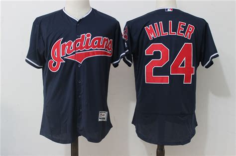 Men's Cleveland indians #24 Andrew Miller Jersey Sewn on Flexbase ...