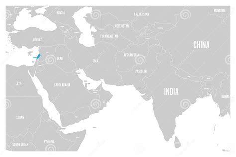 Lebanon Blue Marked in Political Map of South Asia and Middle East ...