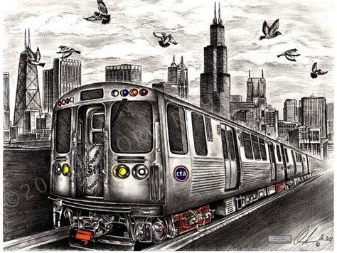 18 X 24 Inch CTA chicago Transit Authority Train Reproduction Pencil ...