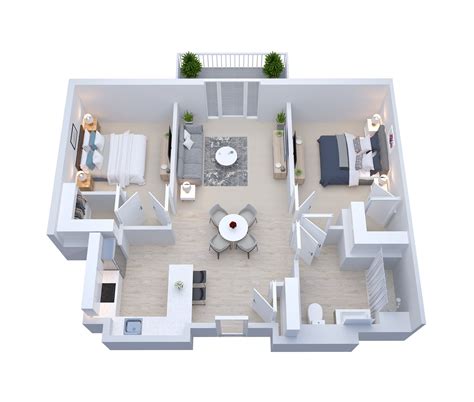 3d 2 Bedroom Apartment Floor Plans