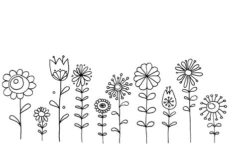 Line Art Embroidery Flowers - Download Free Mock-up