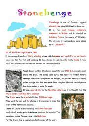 English teaching worksheets: Stonehenge | Teaching english, Teaching ...