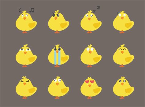 cartoon yellow chick character set 14037735 Vector Art at Vecteezy