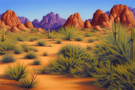 Sonoran Desert Landscape Exquisitely Detailed Oil Painting · Creative ...