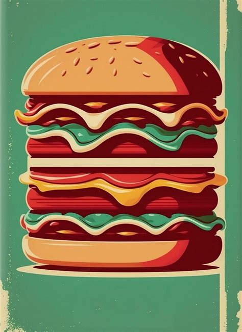 Vintage retro poster from 50s, 60s. Fast food, burger, cheeseburger delivery. Grunge poster ...