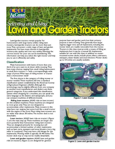 Selecting and Using Lawn and Garden Tractors