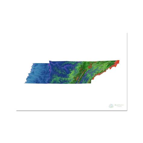 Tennessee - Elevation map, white - Fine Art Print | Fine art prints ...