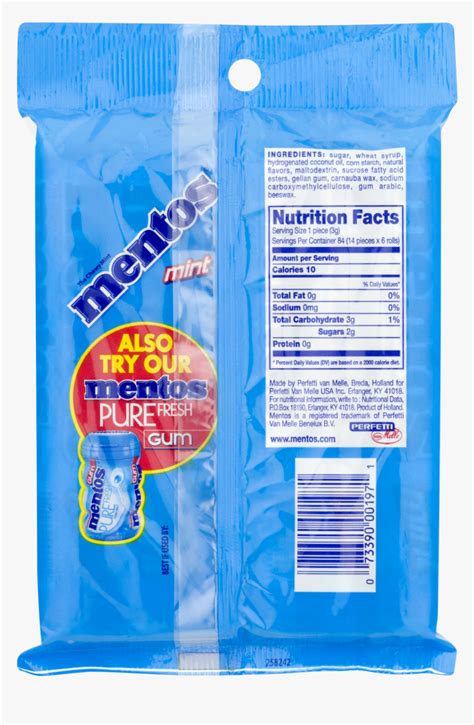 Mentos Nutrition Facts, HD Png Download - kindpng