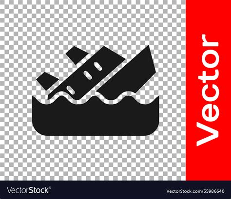 Black sinking cruise ship icon isolated Royalty Free Vector