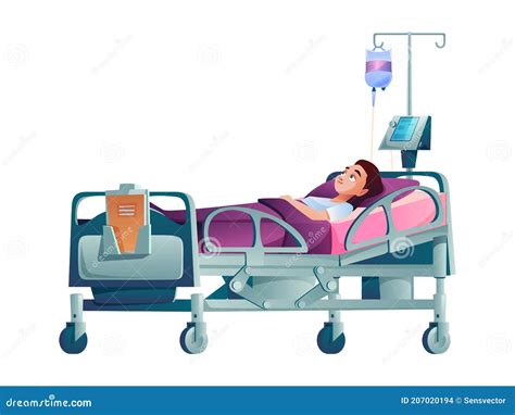 Man In Hospital On A Drip - Cartoon People Characters Illustration | CartoonDealer.com #107763532