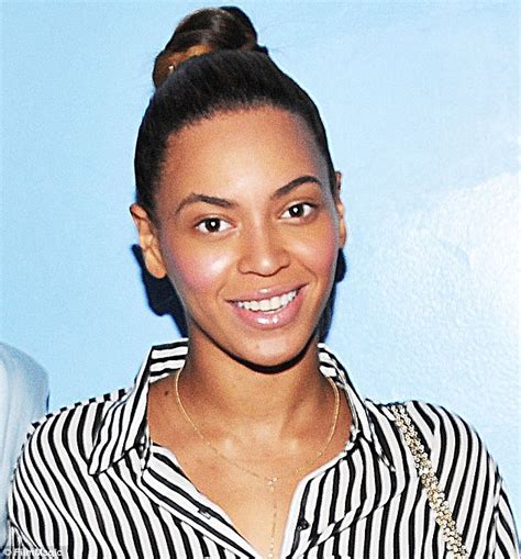 Beyonce goes virtually make-up free as she scrapes hair back off her face in simple bun | Daily ...