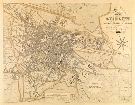 Old map of Ghent print Ghent Belgium map La carte de | Etsy