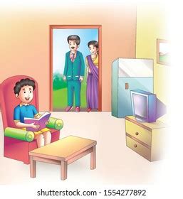 Boy Sitting Drawing Room Cartoon Image Stock Illustration 1554277892 ...