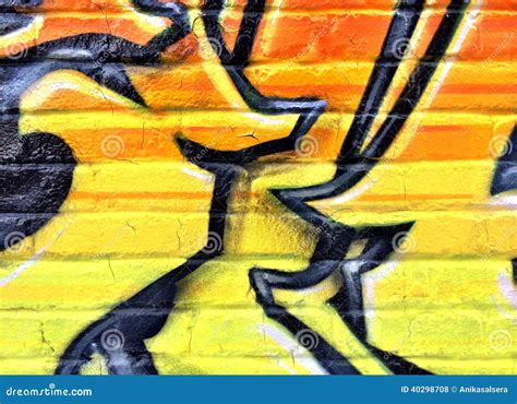 Black and Yellow Graffiti Detail on a Brick Wall Stock Illustration - Illustration of peeling ...