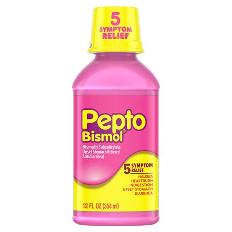 Pepto Bismol Liquid for Nausea, Heartburn, Indigestion, Upset Stomach, and Diarrhea Relief ...