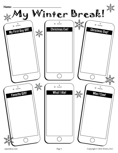 "What I Did on Winter Break" Social Media Themed Printable Worksheet! | New years activities ...