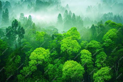 Premium Photo | Beautiful green forest trees in vivid color nature landscape delightful view of ...