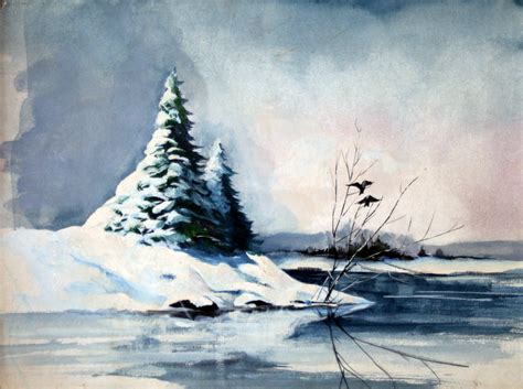 Snowy Tree Painting at PaintingValley.com | Explore collection of Snowy ...