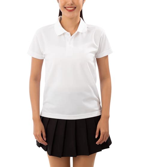 Young Woman In White Polo Shirt Mockup Cutout, Png File, 49% OFF