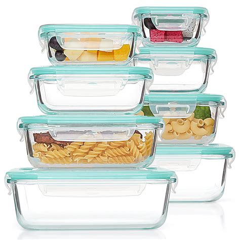 Vtopmart 8 Pack Glass Food Storage Containers with Lids, Glass Meal ...