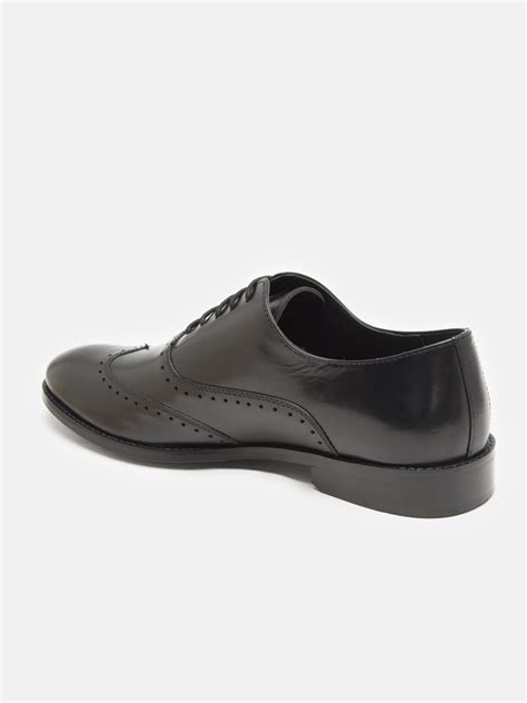 Genuine Leather Black Brogues Shoes for Men's | Hats Off Accessories