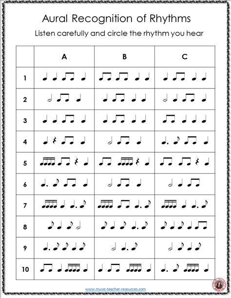 Rhythm | Free music worksheets | Just one of the sheets available in the Resource Library f ...