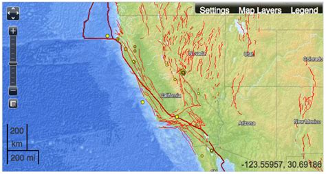 North American Earthquake Fault Lines Map