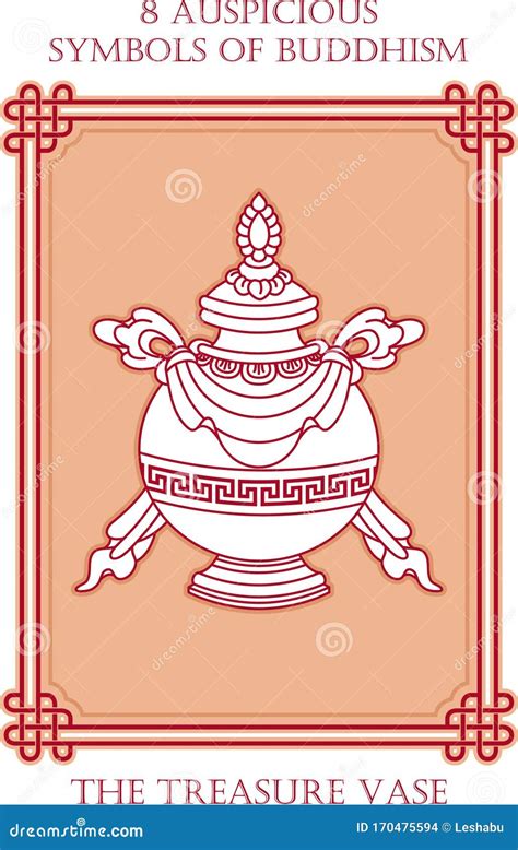 Ashtamangala, 8 Auspicious Symbols of Buddhism - the Treasure Vase Stock Vector - Illustration ...