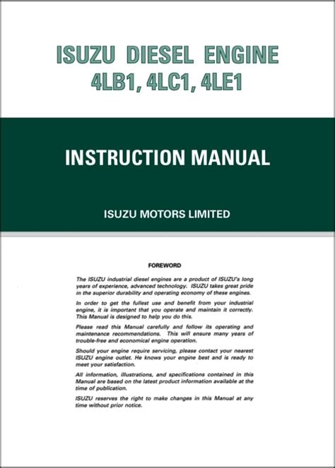 Isuzu Diesel Engine Manuals – MARINE DIESEL BASICS