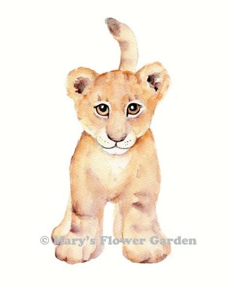 Lion nursery print Lion watercolor painting baby lion art