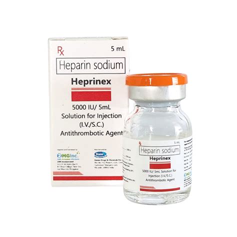 Heparin 5000IU/ 5mL | Heprinex by 2MG Incorporated at best price