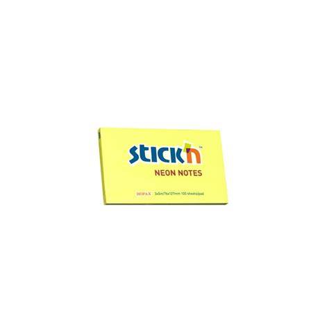 STICK'N 3 x 5" NEON YELLOW STICKY NOTES