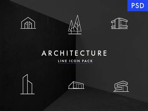 Minimal Architecture Line Icon Pack - FREE PSD | Architecture logo, Line icon, Architecture icons