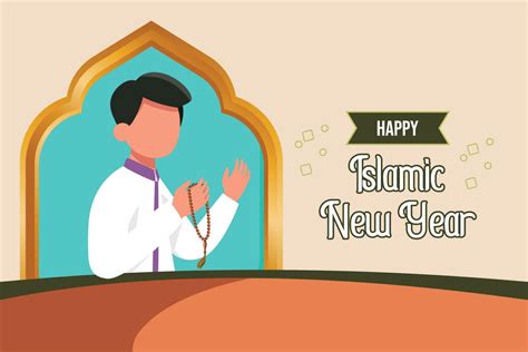 Happy Islamic new Year concept. Colored flat vector illustration. 24083795 Vector Art at Vecteezy