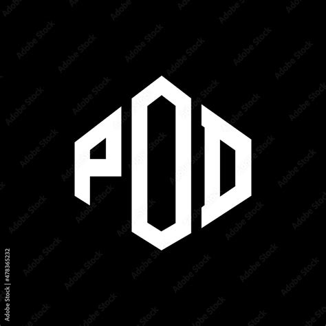 POD letter logo design with polygon shape. POD polygon and cube shape logo design. POD hexagon ...