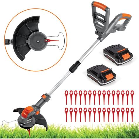 Terratek 20V Cordless Electric Strimmer 2 Batteries & 30 Spare Blades ...