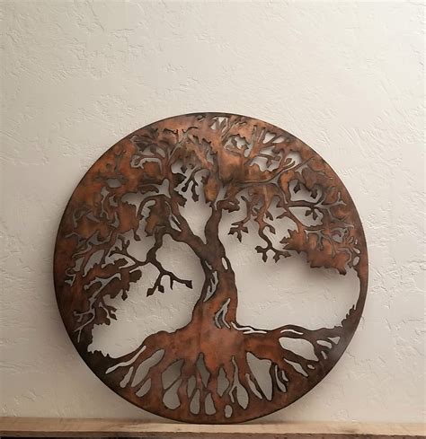 Copper Patina Tree of Life Wall Art Rustic Tree Decor Tree of Life for the Wall Large Round ...