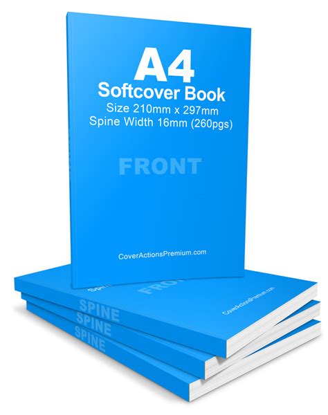 A4 Softcover Book Mockup- Portrait 260 Pages pt 1 | Cover Actions Premium | Mockup PSD Template