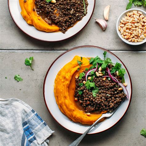 Curried Mashed Pumpkin with Spicy Green Lentils - Full of Plants