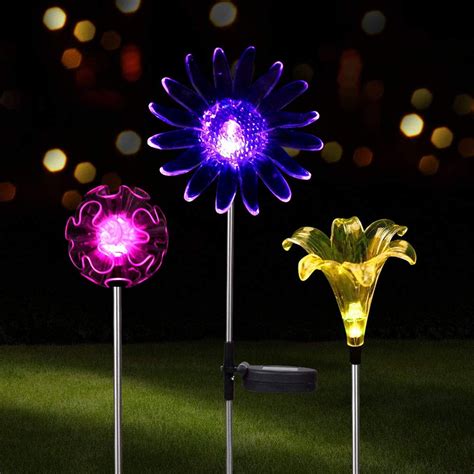 LED Color Changing Solar Stake Lights Outdoor - Garden Figurines [Set ...