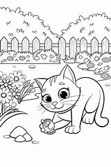 Whiskers The Cats Garden Treasure Hunt Coloring Page  Free & Printable sketch template