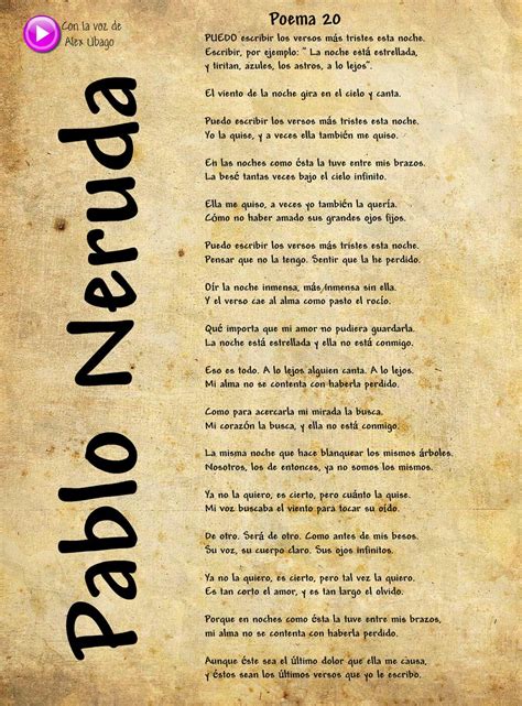 Analisis Literarios: Poema Nº 20 de Pablo Neruda