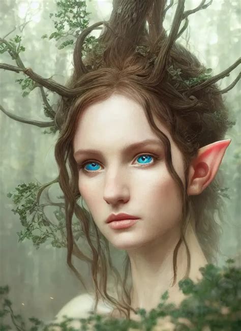 Portrait of elf with intricate hair and with cute fa...