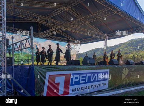 Adygea, Russia - September 21, 2019: Circassian ensemble in traditional ...