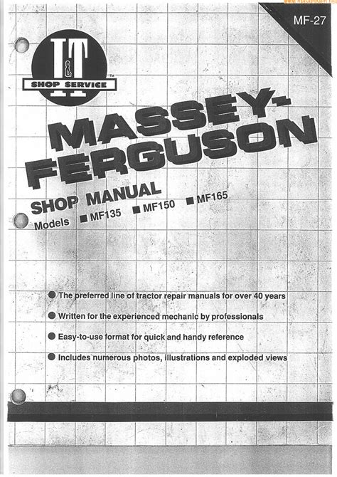 Massey Ferguson MF 165 Factory Service & Work Shop Manual