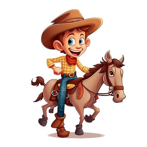 Premium AI Image | Kids cartoon coloring book cowboy outline