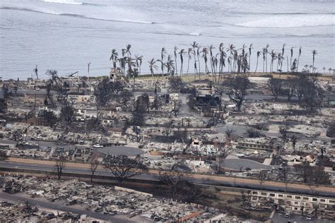 Ruins in Lahaina seen from above after Maui fires - August 10, 2023 ...